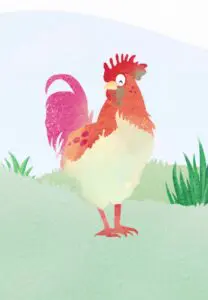 Krafttierkarte „Hahn“ – Illustration aus dem monjogh Kartenset