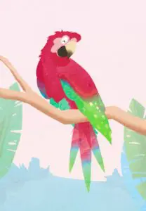 Krafttierkarte „Papagei“ – Illustration aus dem monjogh Kartenset