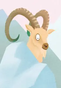 Krafttierkarte „Steinbock“ – Illustration aus dem monjogh Kartenset