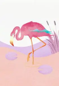 Krafttierkarte „Flamingo“ – Illustration aus dem monjogh Kartenset